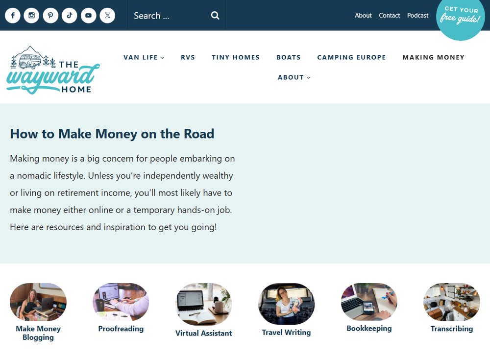 The Wayward Home的路上赚钱栏目How to Make Money on the Road和六个入口