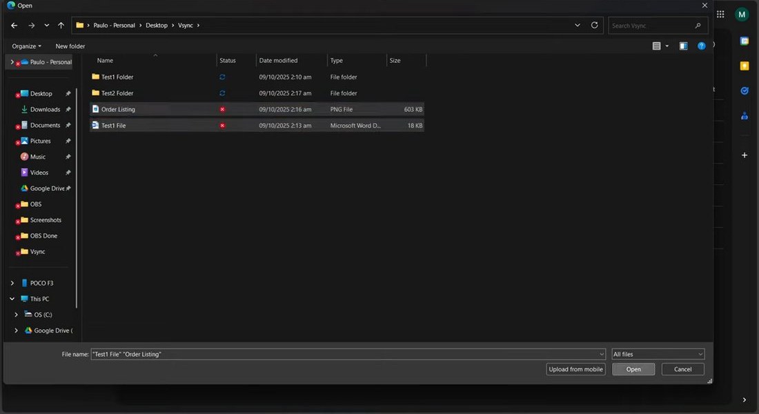 点File upload后弹出的系统选文件窗口,选中两个文件,右下角是Open按钮