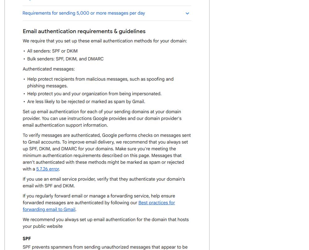 Google发件人指南,所有发件人SPF或DKIM,批量发件人SPF、DKIM和DMARC