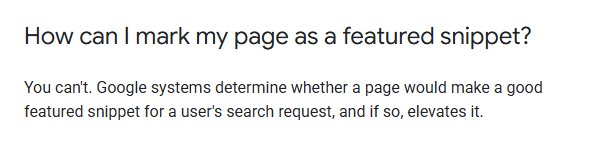 谷歌精选摘要文档:How can I mark my page as a featured snippet? You can't.