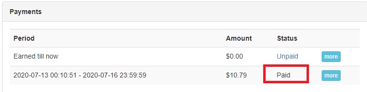 GoTranscript后台Payments:2020年7月13日到16日这一期10.79美金已付