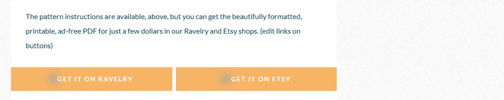 免费钩针图解文章末尾,去Ravelry和Etsy买无广告PDF的两个按钮