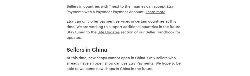 Etsy帮助中心Sellers in China:中国大陆暂不开新店