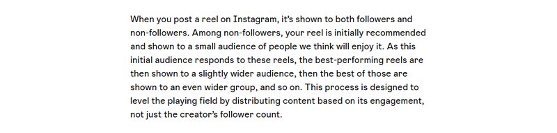 Instagram官方创作者博客：Reels先推给一小群可能喜欢的非粉丝，表现好的再推给更大一圈，按互动分发不只按粉丝数