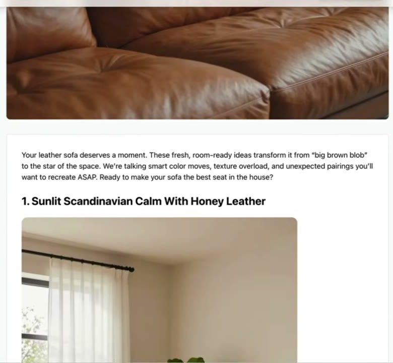 一键生成的10 Leather Sofa Decor Ideas文章页
