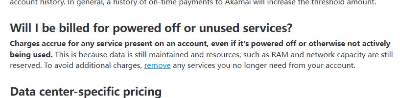 Akamai Linode计费文档:账户里存在的服务即使关机也照样收费,要删除服务才不收