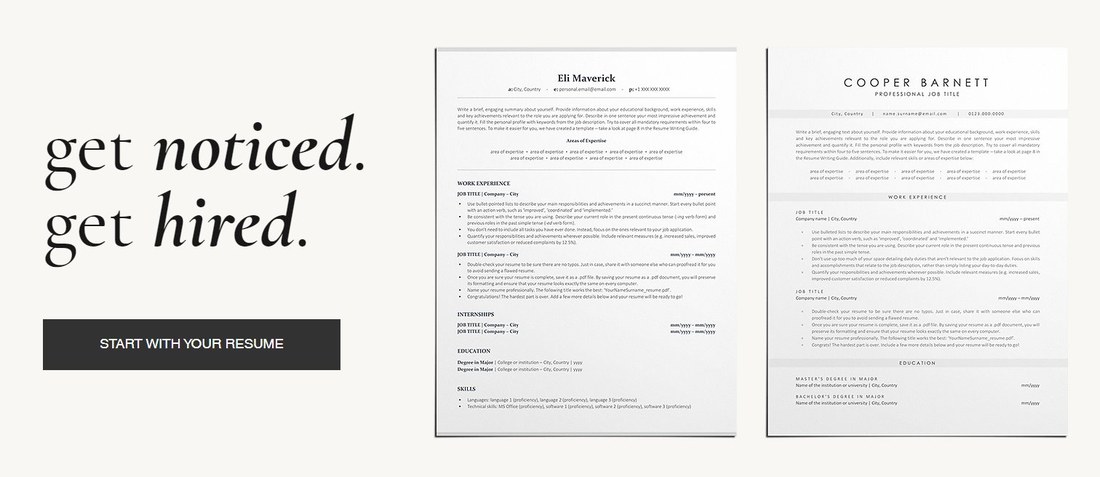 ByRecruiters 2019年第一版Etsy店招,两张单栏英文简历模板样张