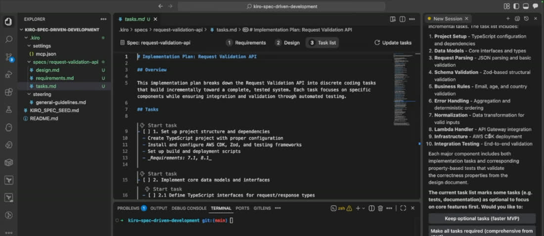请求校验API的tasks.md里的Implementation Plan任务清单