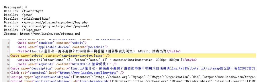 检查网站robots.txt没有挡Googlebot,页面meta robots没有nosnippet和max-snippet限制