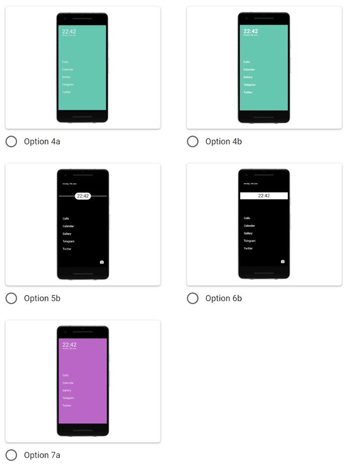 minimalist phone上线前的用户调研问卷,几种主屏样式