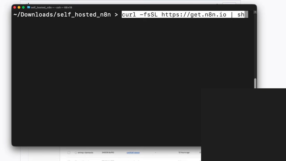 终端里输入n8n官方一行安装命令curl -fsSL https://get.n8n.io | sh