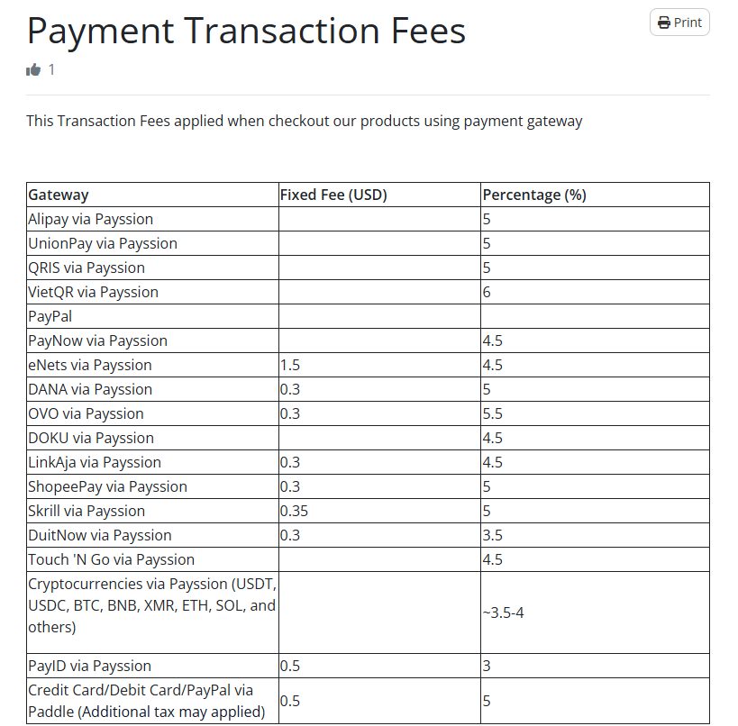OrangeVPS付款手续费表:支付宝5%,银联5%,信用卡和PayPal经Paddle收0.5美元加5%