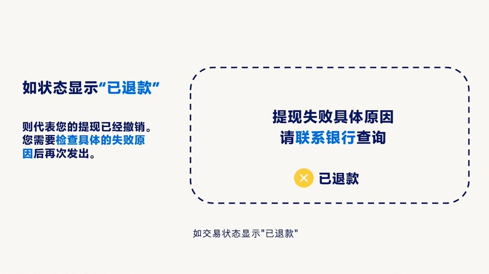 PayPal提现状态显示已退款,表示提现已撤销,提现失败具体原因请联系银行查询