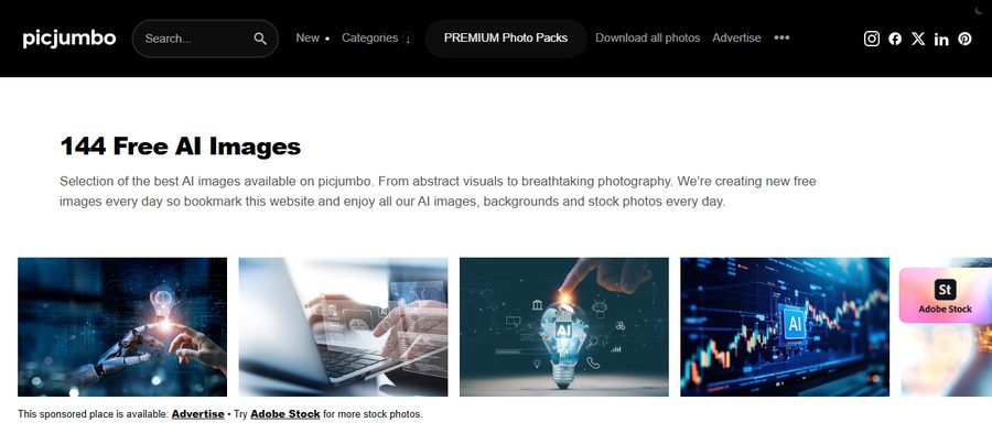 picjumbo的AI Images分类页:144 Free AI Images