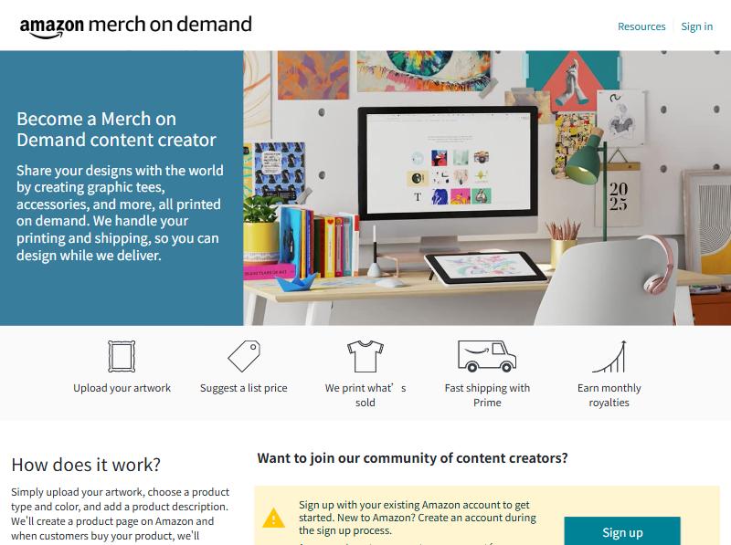 Merch on Demand官网首页说明