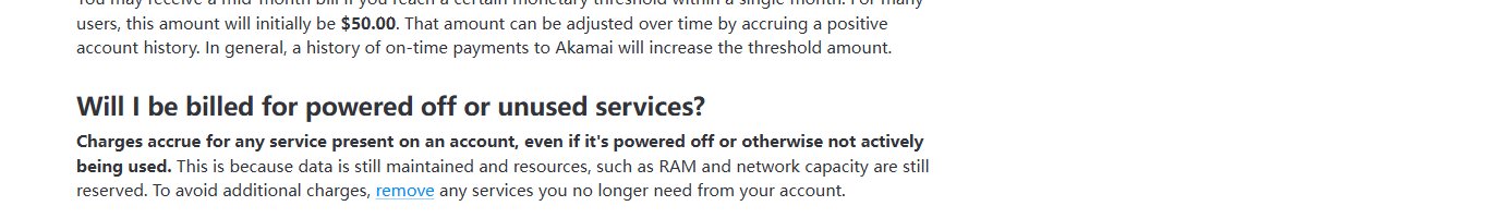 Akamai Linode计费文档:账户里存在的服务即使关机或没在用也照样收费,不用的服务要删除