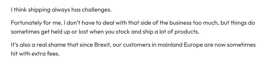 Big Whistle店主说卖得多总有延误和丢件,英国脱欧后欧洲大陆客人有时要多付费
