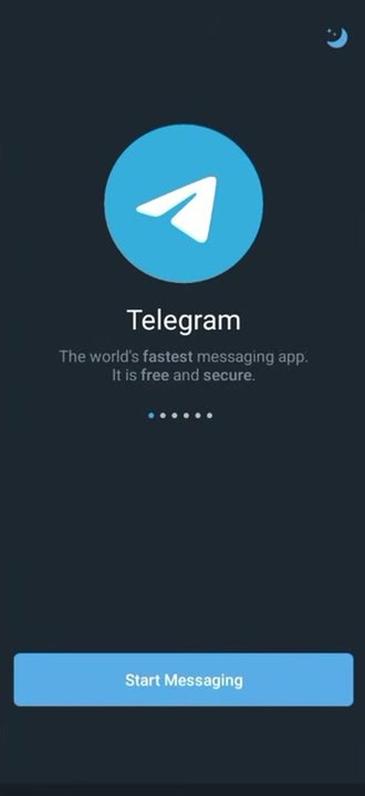 Telegram手机端欢迎页:The world's fastest messaging app,下面是Start Messaging按钮