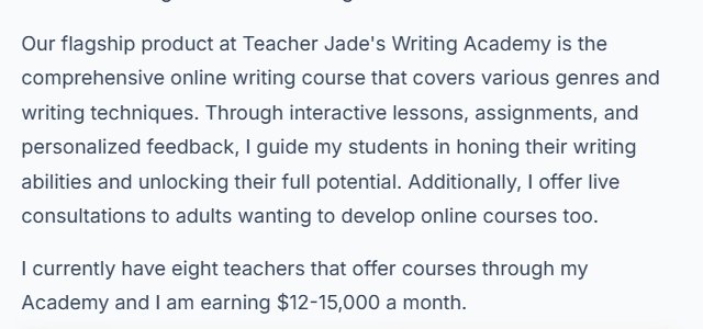 Teacher Jade 2023年更新采访原话:现在8位老师,每月收入1.2万到1.5万美金