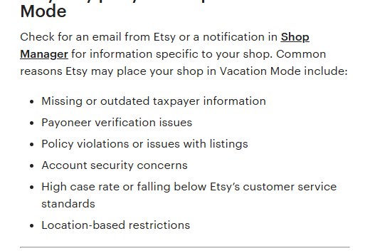 Etsy官方说明:Etsy把店铺设成假期模式的6种常见原因
