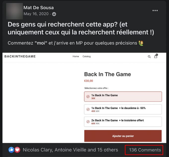 Mat De Sousa 2020年5月16日在法语Facebook群发的假图帖,136条评论