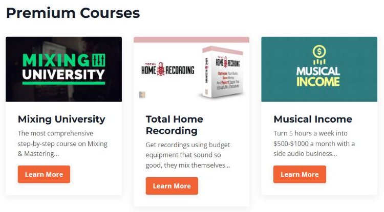 Recording Revolution三门主课:Mixing University、Total Home Recording、Musical Income