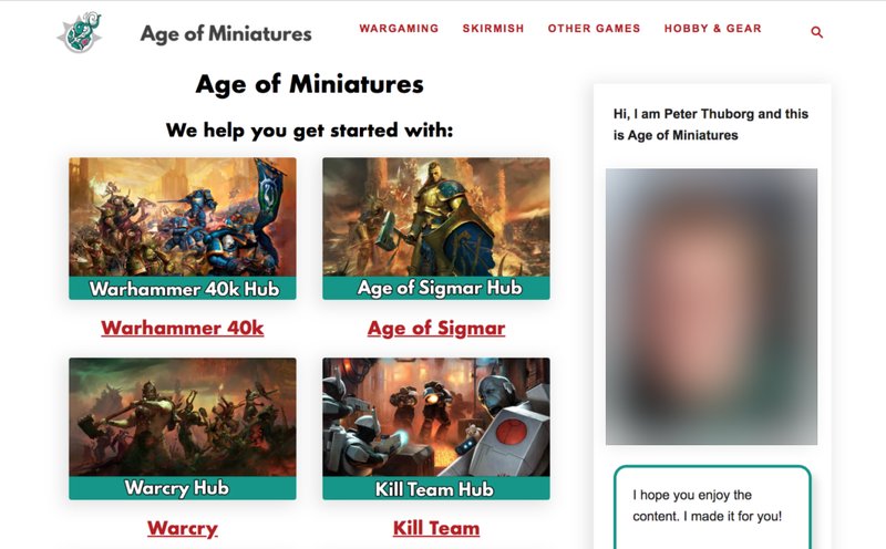 Age of Miniatures 2023年首页的四个Hub:40k、西格玛、Warcry、Kill Team
