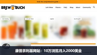 康普茶利基网站拆解：营养师做自酿发酵茶指南，10万浏览月入约2000美金