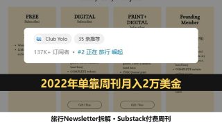 旅行Newsletter拆解：前杂志编辑做Substack，2022年单靠周刊月入2万美金