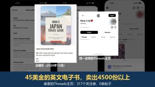 国外虚拟资源赚钱项目：Threads销售电子书赚美金