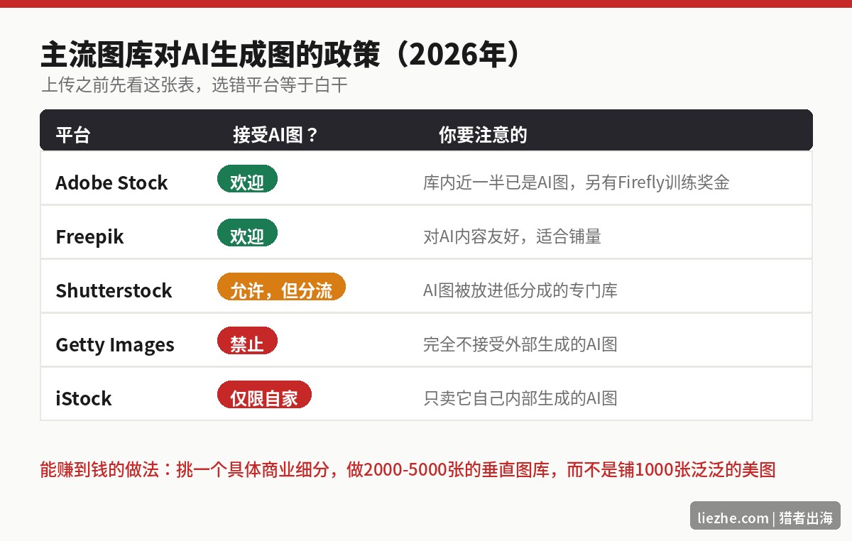 主流图库平台对AI生成图的接受政策对比表