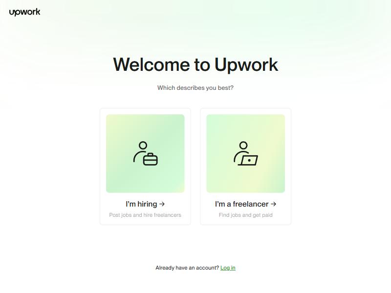 Upwork注册第一步，选择I'm a freelancer