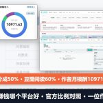 写小说赚钱哪个平台好：起点分成50%、豆瓣阅读60%，作者月稿酬破万