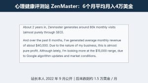 心理健康行业联盟营销案例:ZenMaster评测站2022年6个月平均月入4万美金